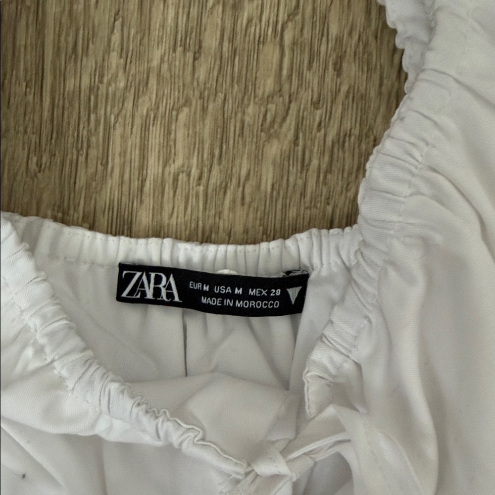 Zara White Ruched Blouse - Picture 3 of 4